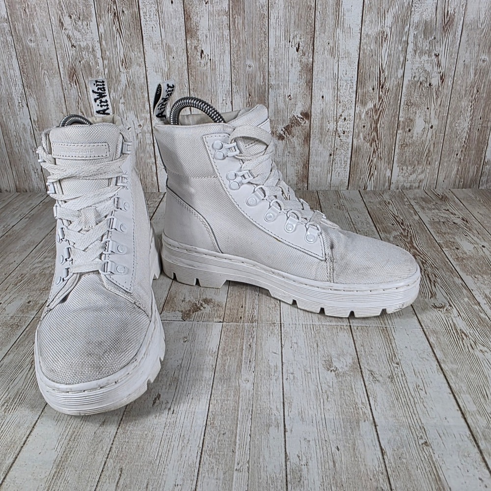 Dr. Martens Combs W White Canvas Platform Boots Womens Size US 6 UK 4 - Picture 6 of 8